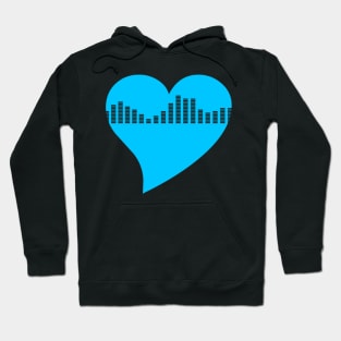 Blue Graphic Equalizer Heart Hoodie